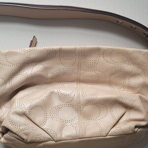 Coach Perforated Leather Shoulder Bag – Beige – Needs Light Repair